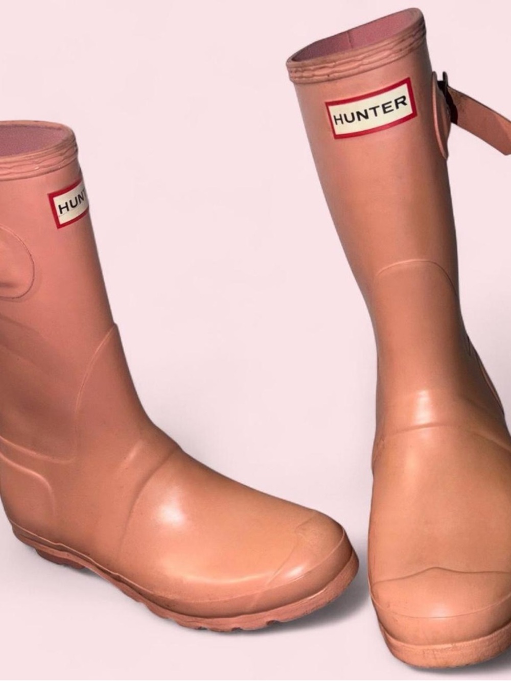 Hunter Blush Pink Rubber Mid-Calf Rain Boots